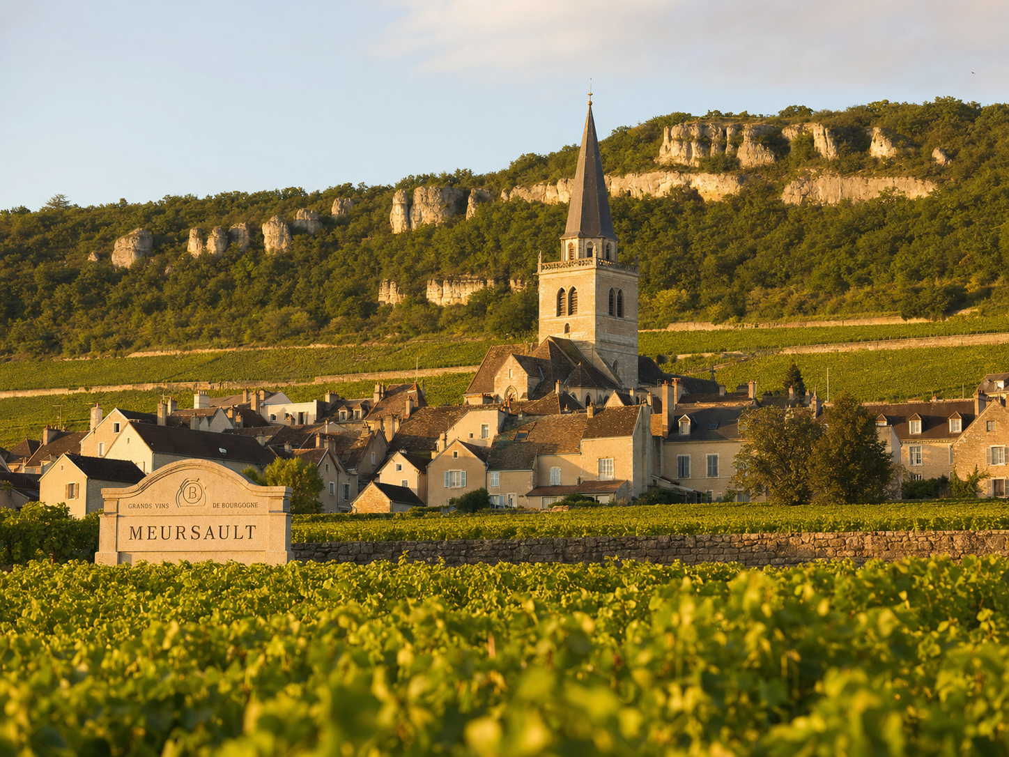 Meursault Premier Cru Perrières vineyard on the limestone slope