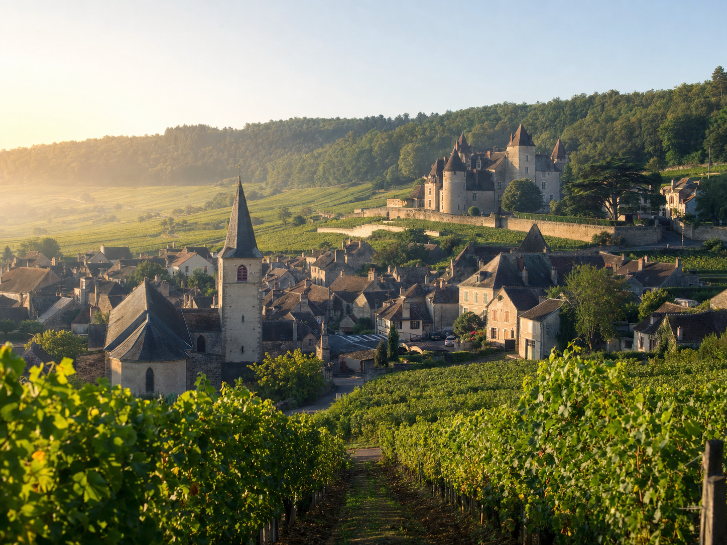 Savigny-lès-Beaune vineyards edged by the Forêt de Corton