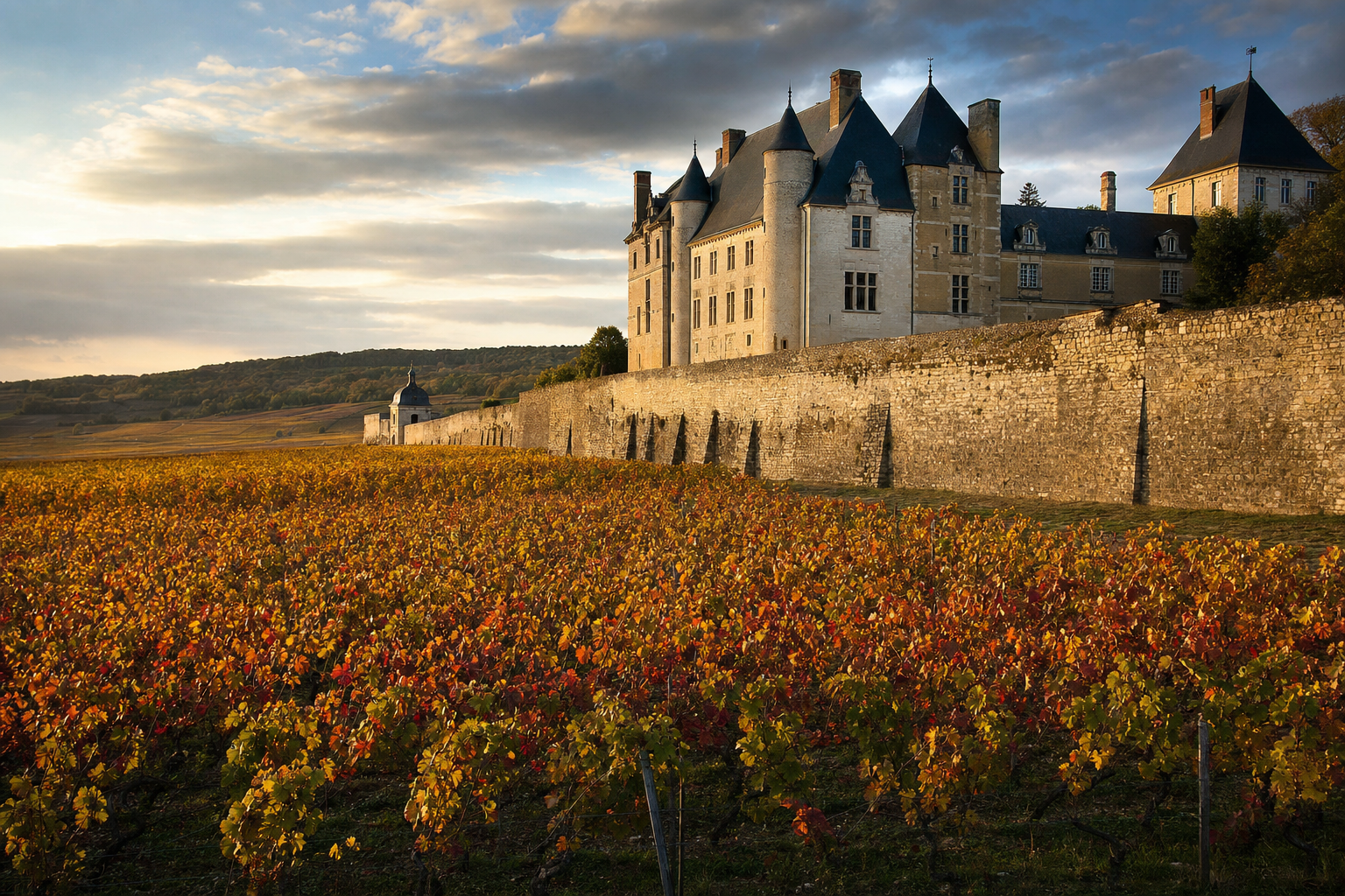 The walled Clos de Vougeot with its historic château